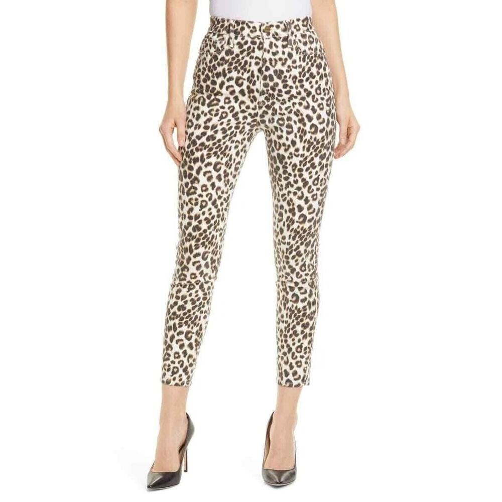 Frame Denim Jeans Womens 27 Ali High Rise Cigarette Womens Leopard Print Stretch